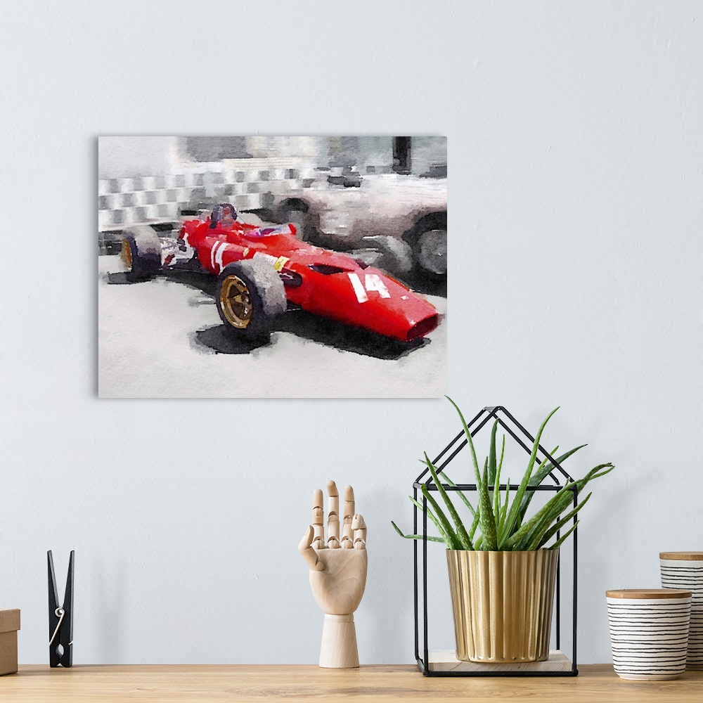 A bohemian room featuring Ferrari 312 Laguna Seca Watercolor