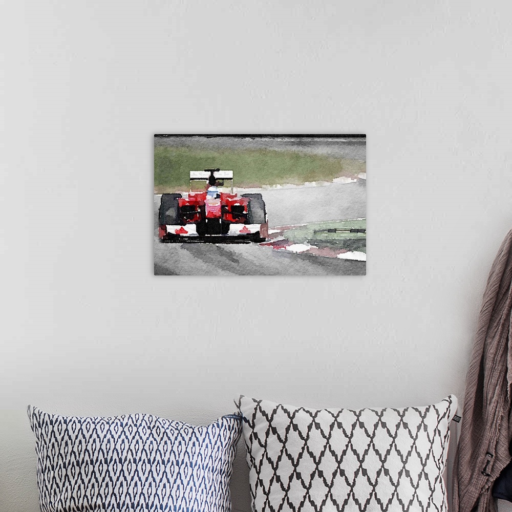 A bohemian room featuring Ferrari F1 on Track Watercolor