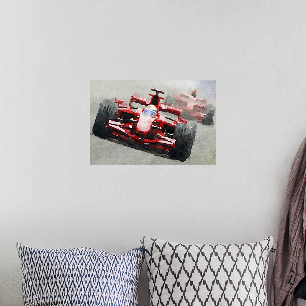 A bohemian room featuring Ferrari F1 Race Watercolor