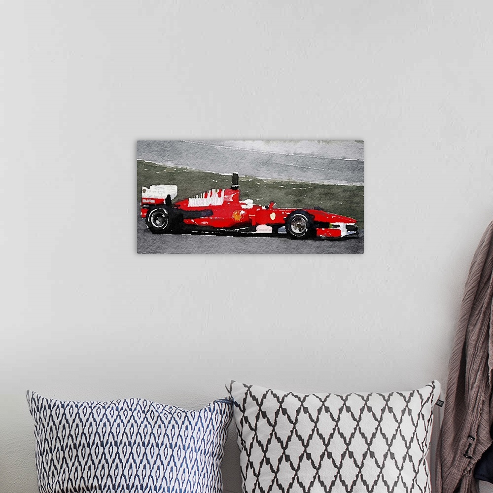 A bohemian room featuring Ferrari F1 Racing Watercolor
