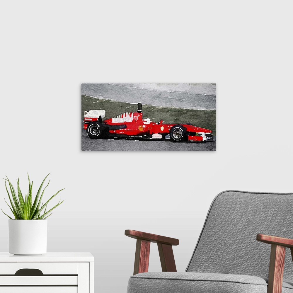 A modern room featuring Ferrari F1 Racing Watercolor