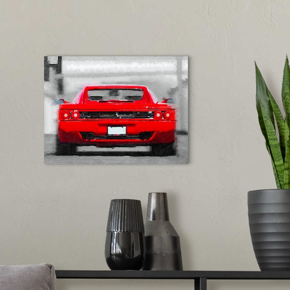 A modern room featuring Ferrari F512 Rear Watercolor