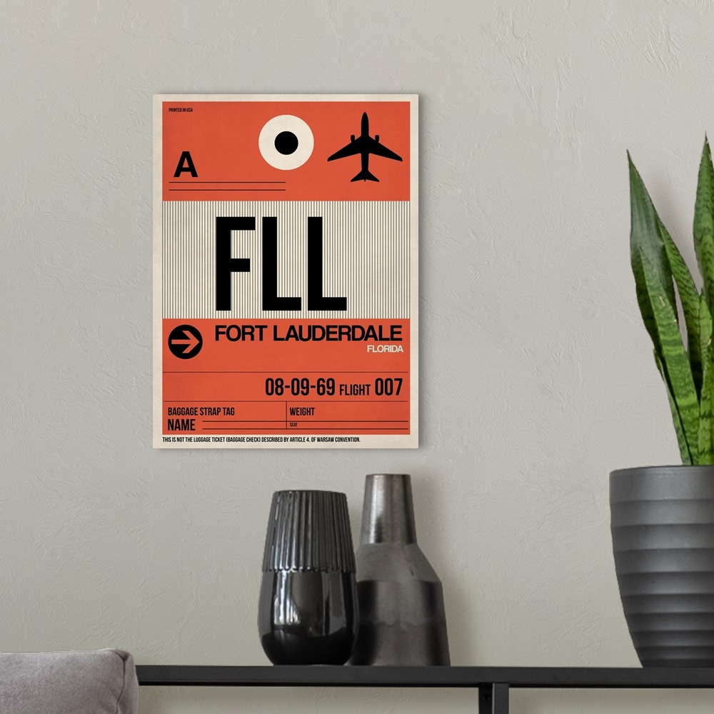 A modern room featuring FLL Fort Lauderdale Luggage Tag I