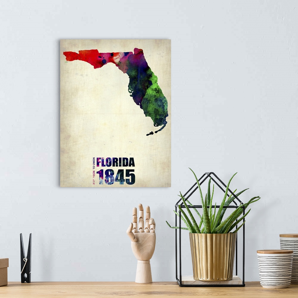 A bohemian room featuring Florida Watercolor Map