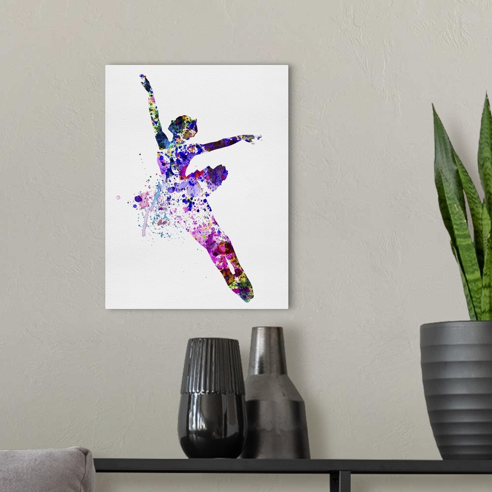 A modern room featuring Flying Ballerina Watercolor I