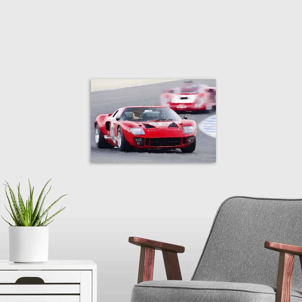 A modern room featuring Ford GT40 Race in Monterey Watercolor
