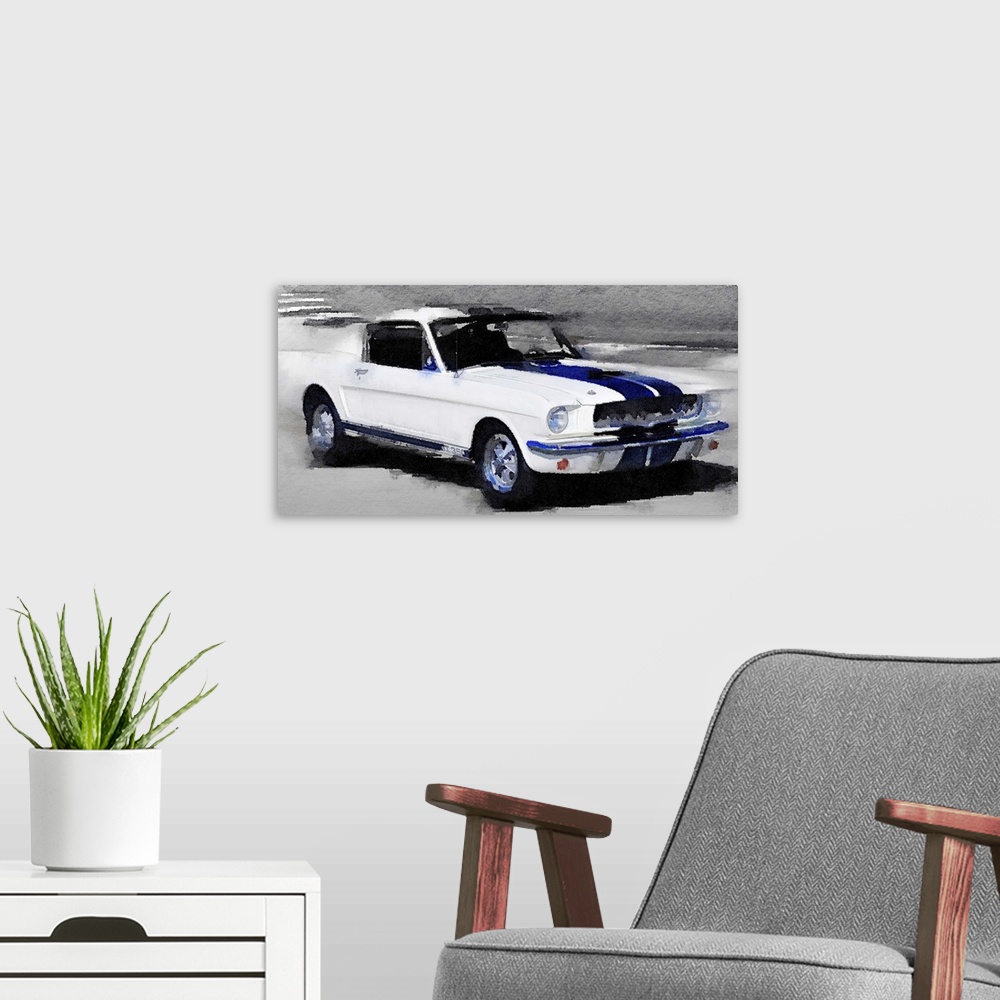A modern room featuring Ford Mustang Shelby Watercolor