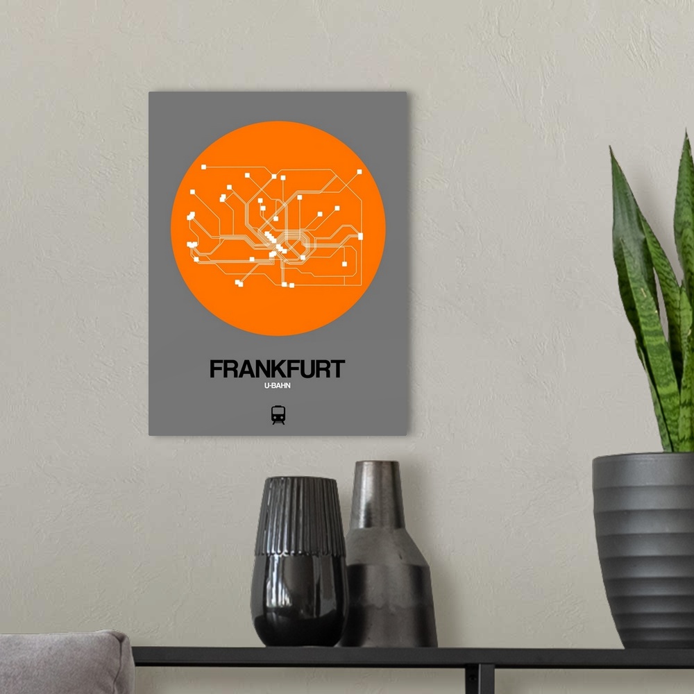A modern room featuring Frankfurt Orange Subway Map