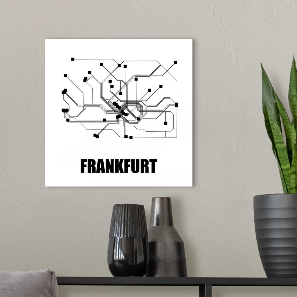 A modern room featuring Frankfurt White Subway Map