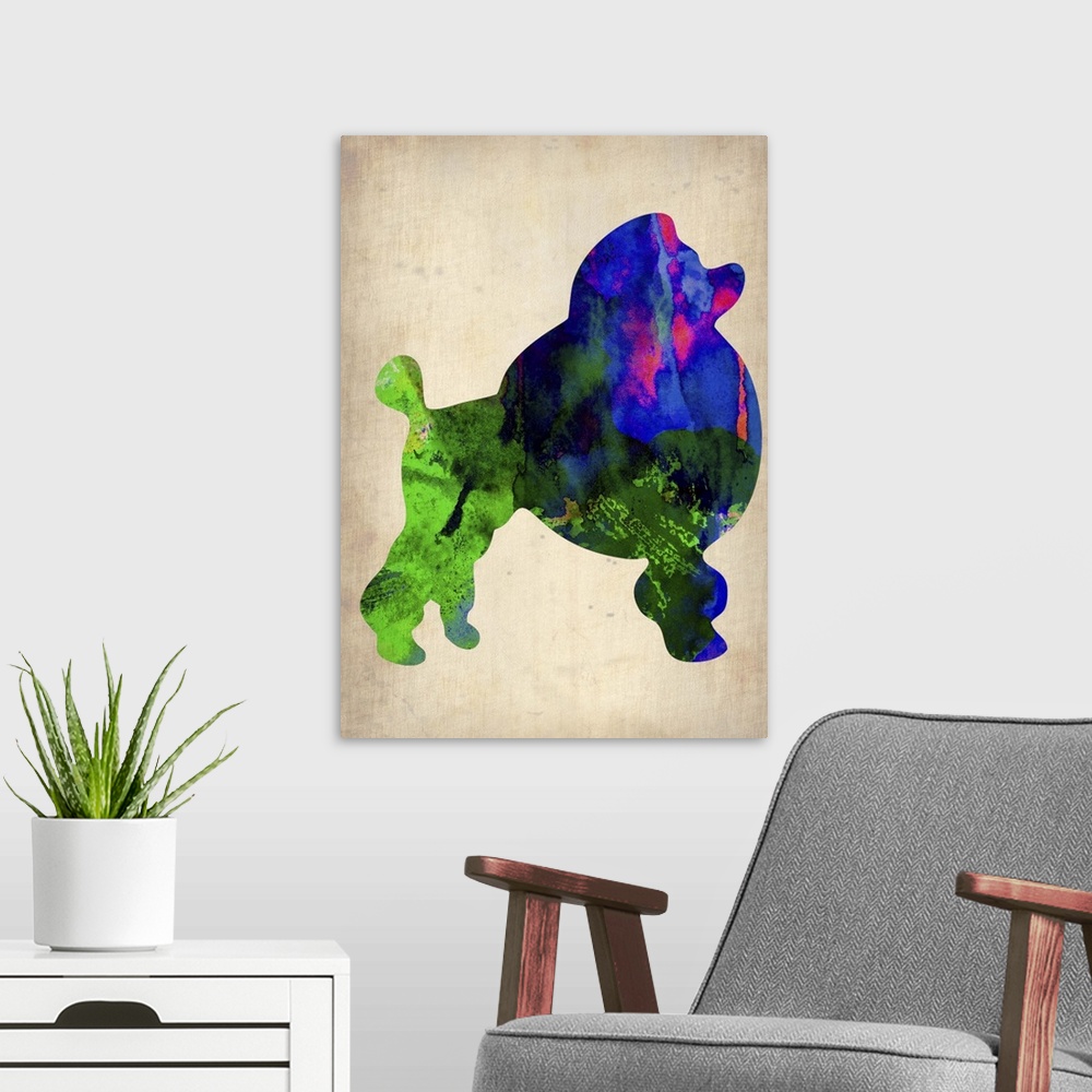 A modern room featuring French Poodle Watercolor
