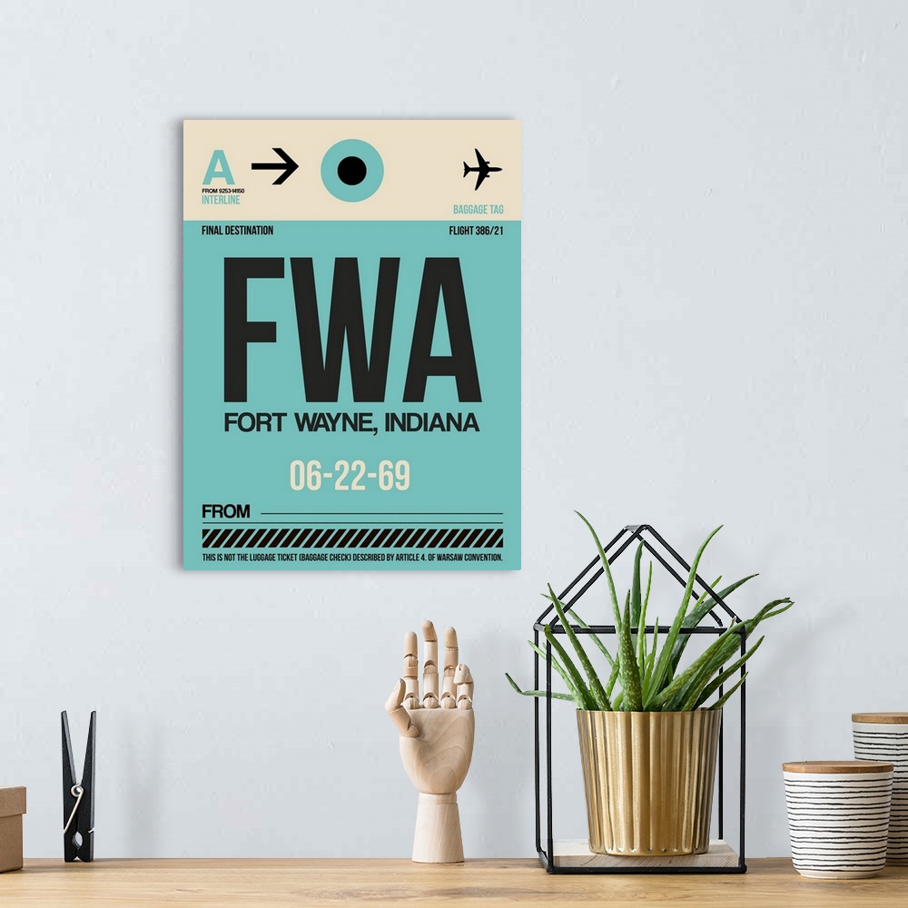 A bohemian room featuring FWA Fort Wayne Luggage Tag I