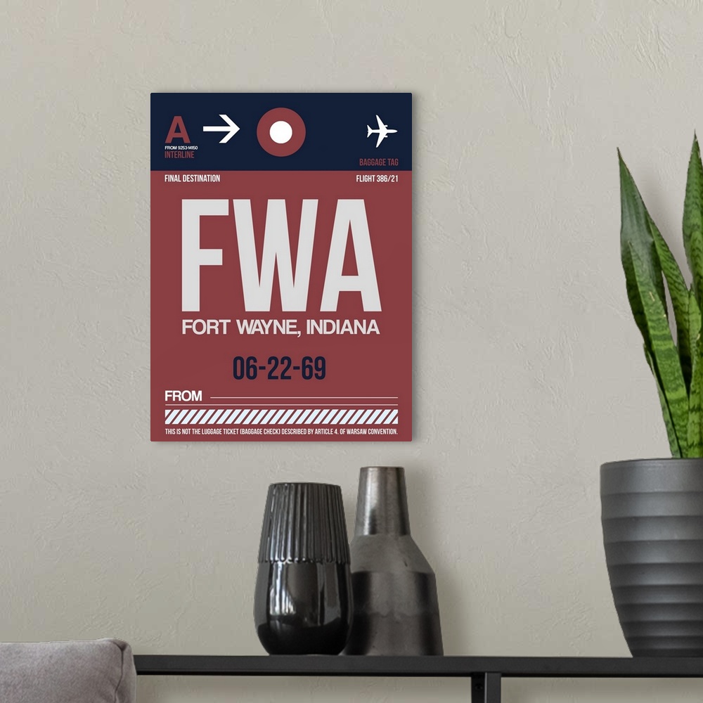 A modern room featuring FWA Fort Wayne Luggage Tag II