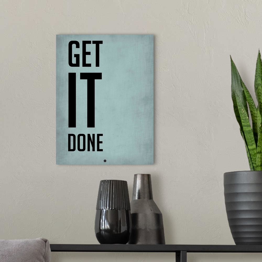 A modern room featuring Get It Done Poster  Blue