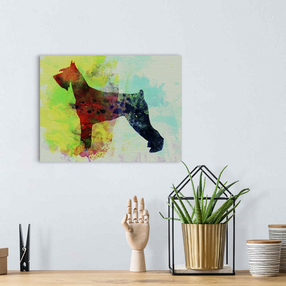 A bohemian room featuring Giant Schnauzer Watercolor