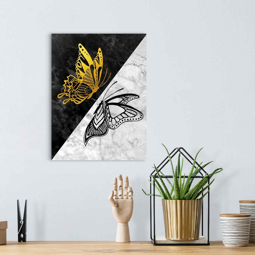 A bohemian room featuring Gold Butterflys