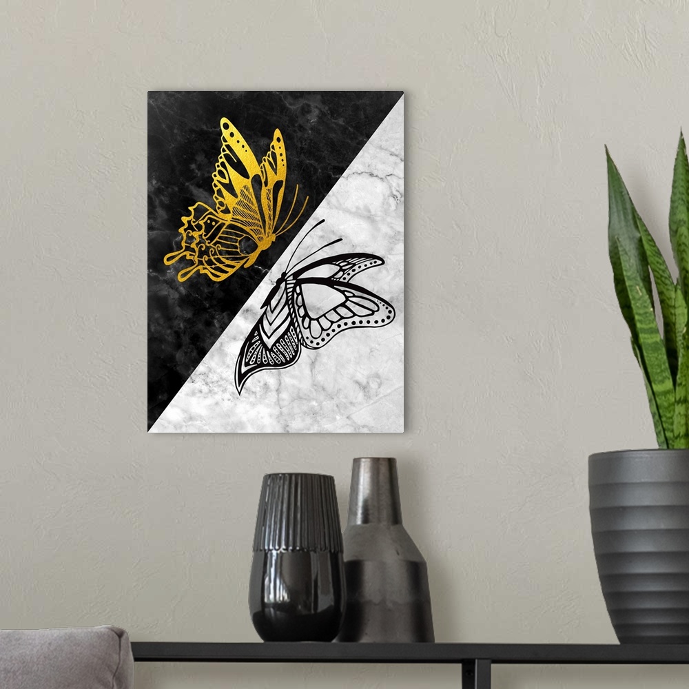 A modern room featuring Gold Butterflys