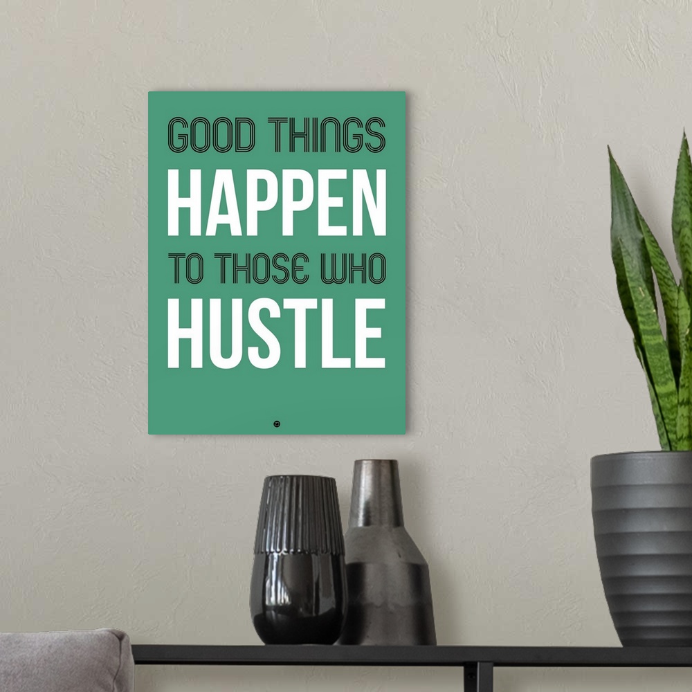 A modern room featuring Good Thing Happen Poster Green