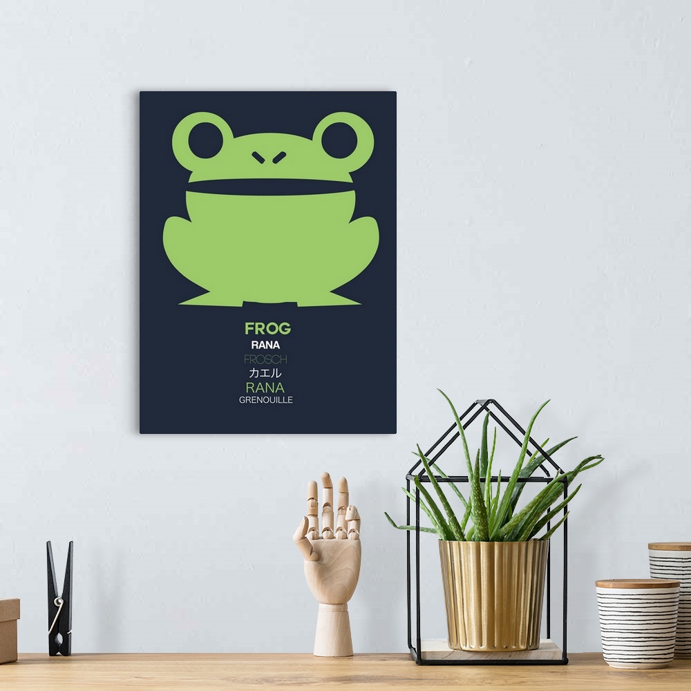 A bohemian room featuring Green Frog Multilingual Poster