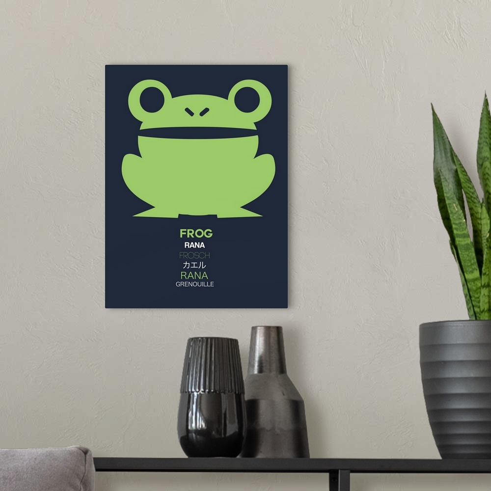 A modern room featuring Green Frog Multilingual Poster
