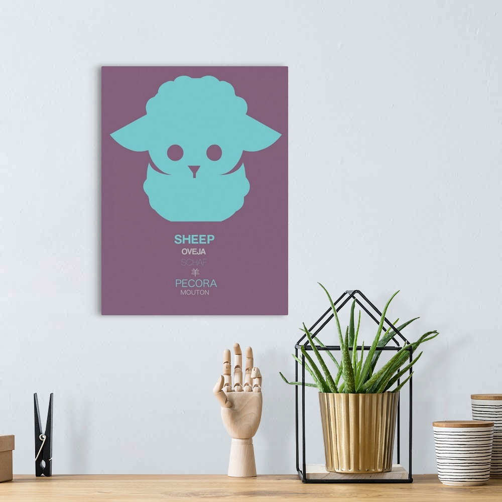 A bohemian room featuring Green Sheep Multilingual Poster