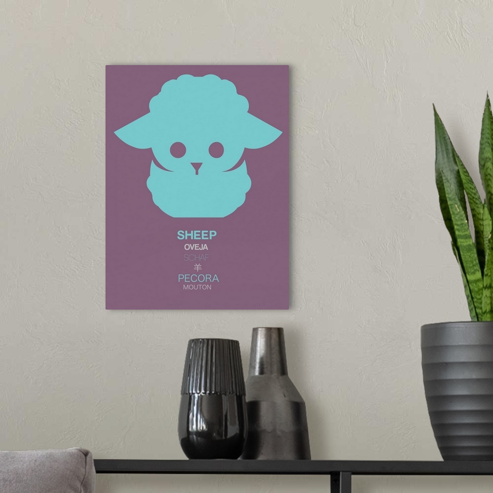 A modern room featuring Green Sheep Multilingual Poster