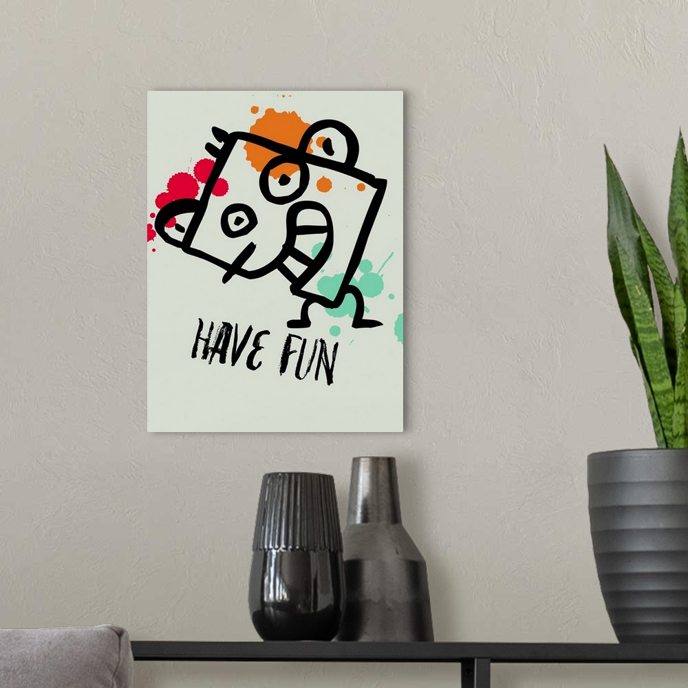 A modern room featuring Have Fun Poster I