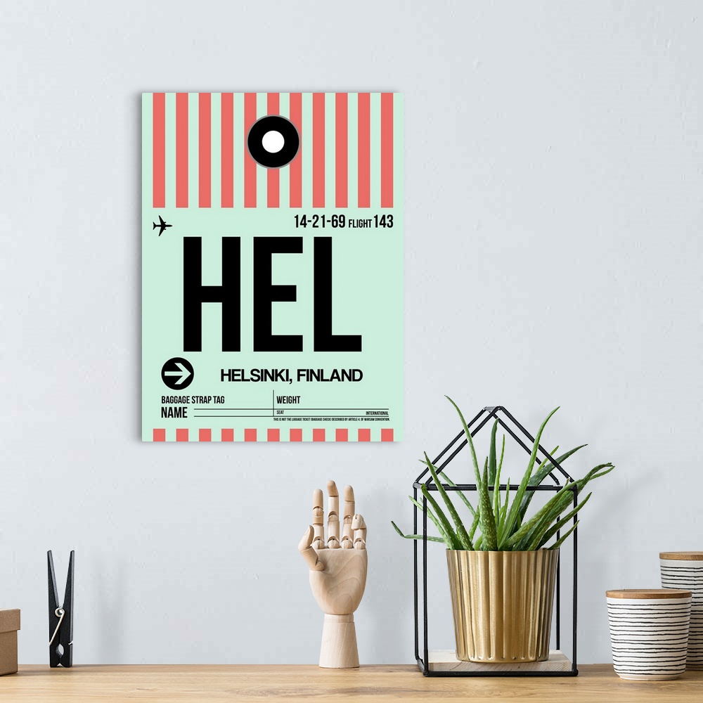 A bohemian room featuring HEL Helsinki Luggage Tag I
