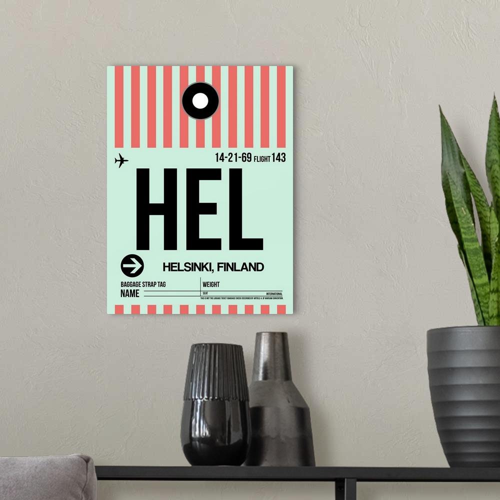 A modern room featuring HEL Helsinki Luggage Tag I