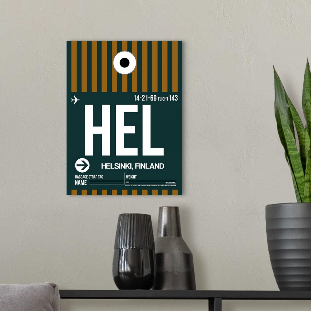 A modern room featuring HEL Helsinki Luggage Tag II