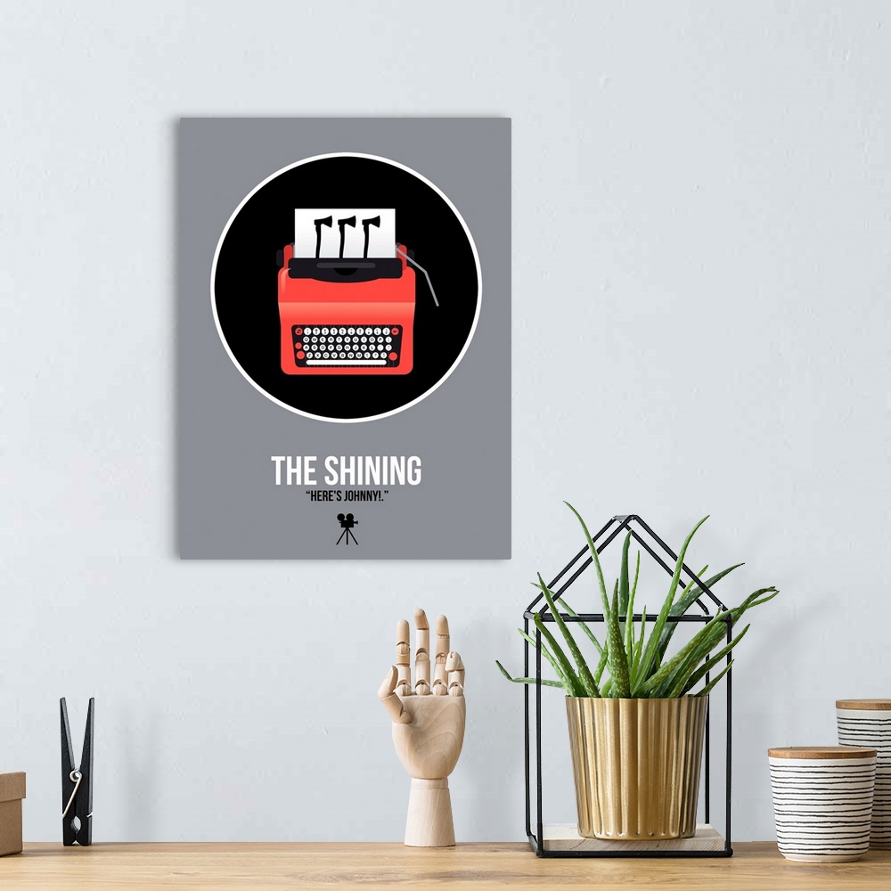 A bohemian room featuring Contemporary minimalist movie poster artwork of The Shining.