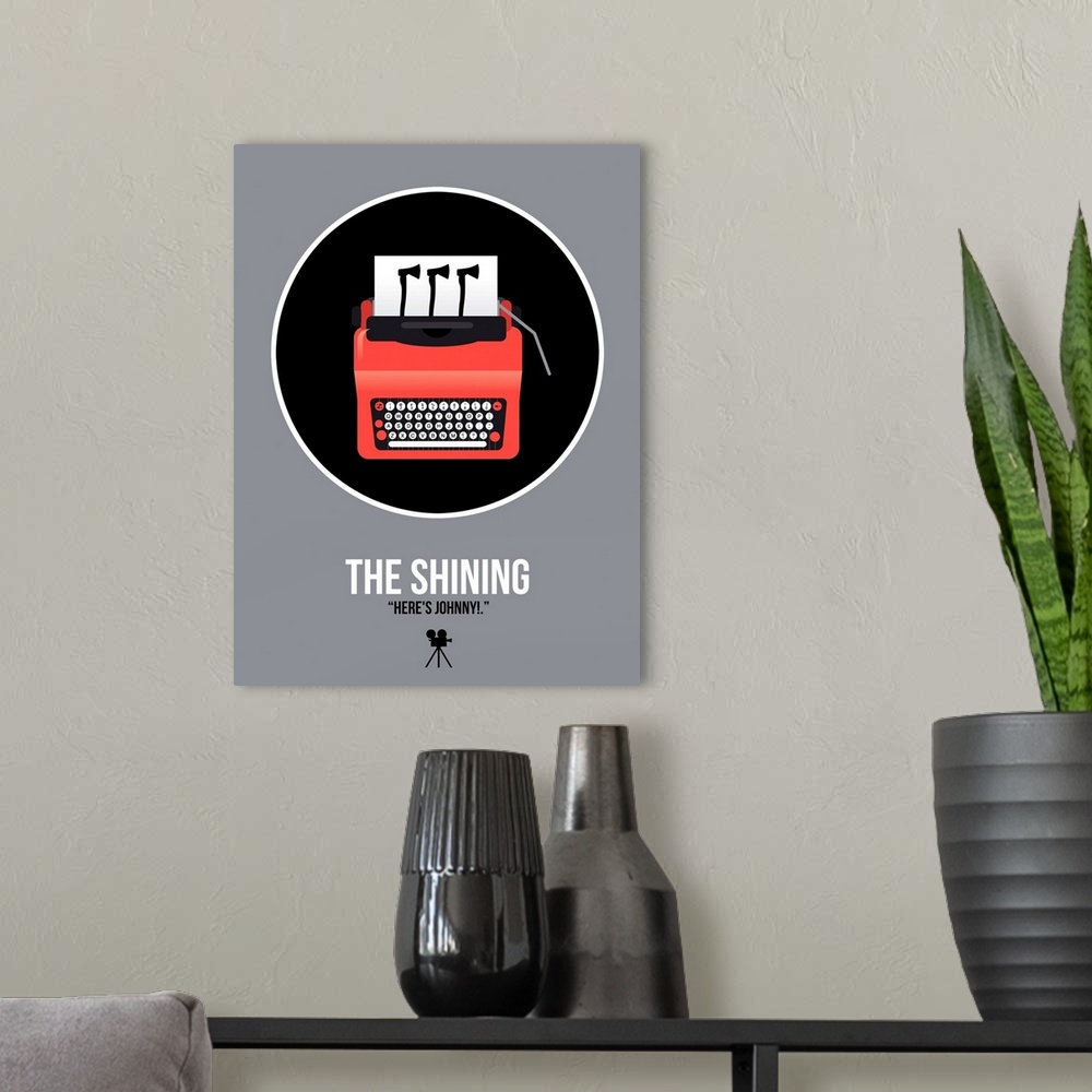 A modern room featuring Contemporary minimalist movie poster artwork of The Shining.