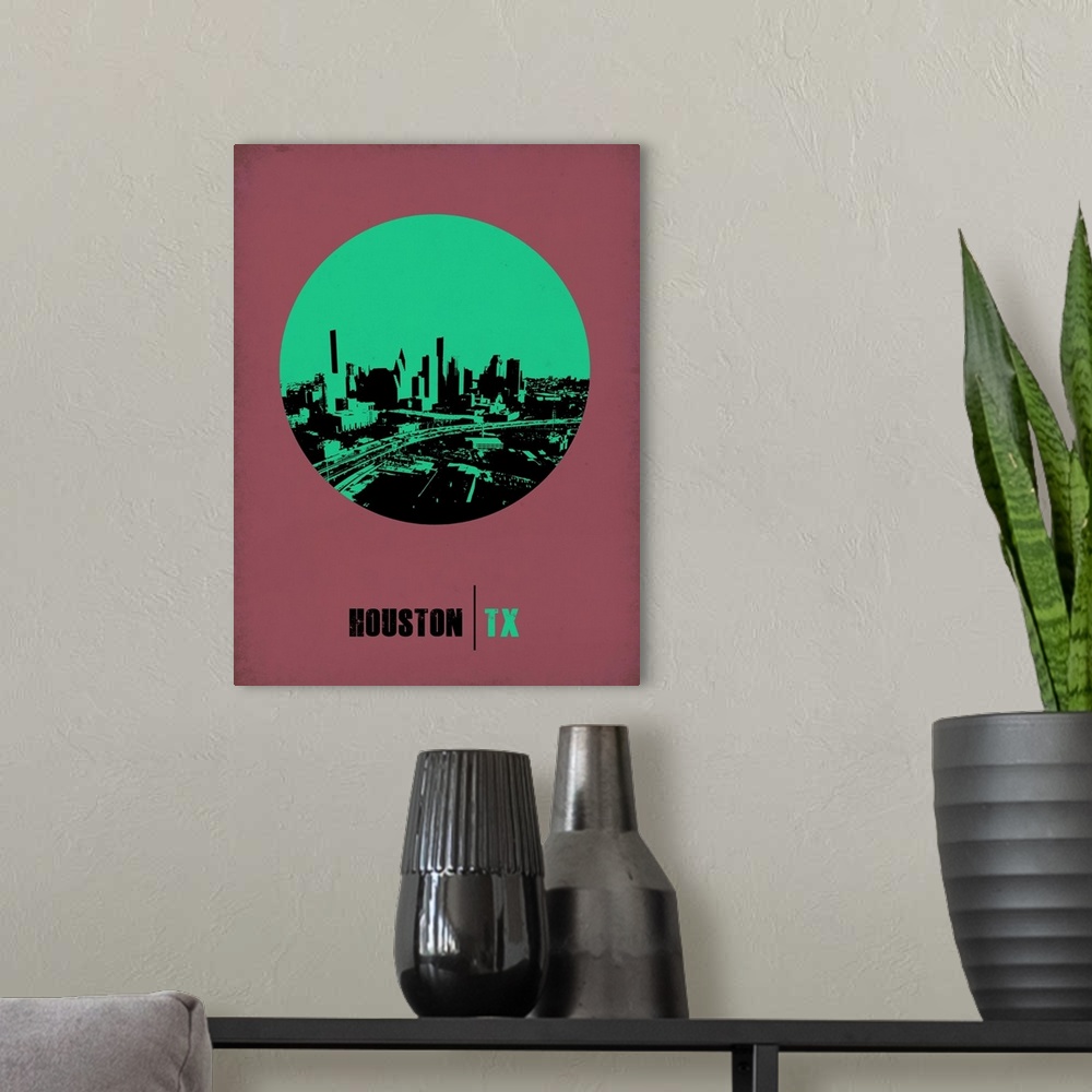 A modern room featuring Houston Circle Poster I