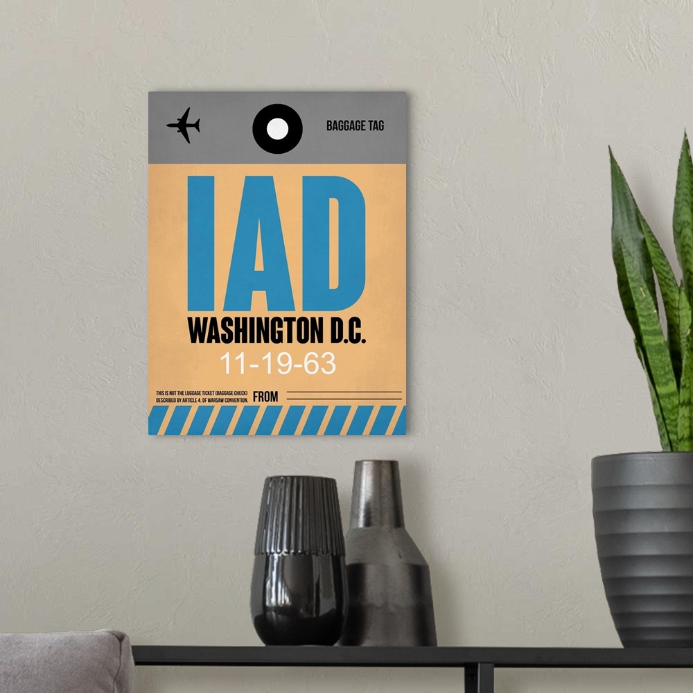 A modern room featuring IAD Washington Luggage Tag I