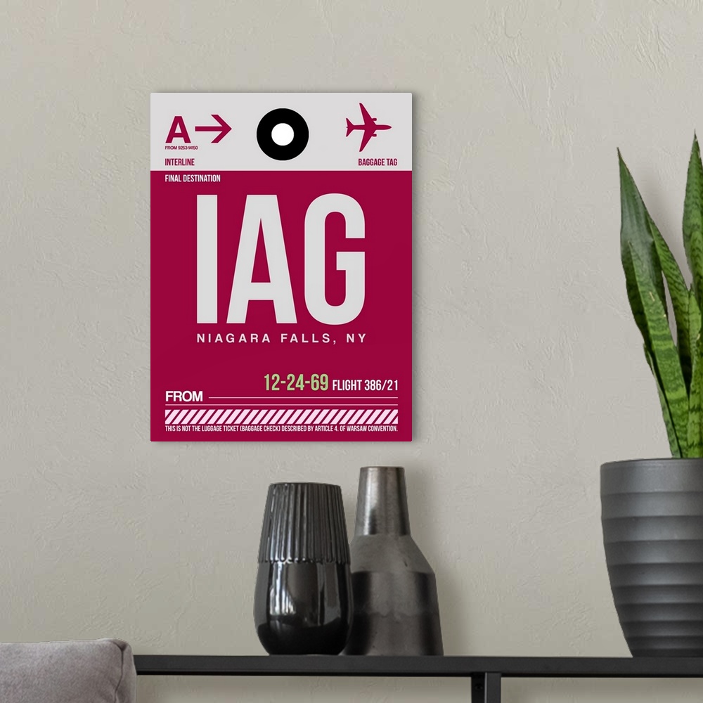 A modern room featuring IAG Niagara Falls Luggage Tag I