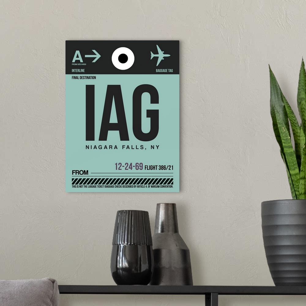 A modern room featuring IAG Niagara Falls Luggage Tag II