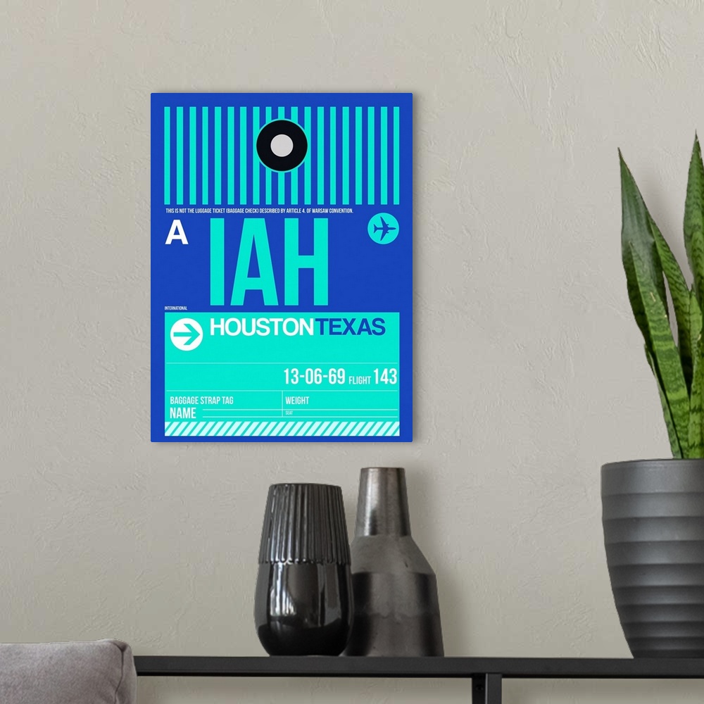 A modern room featuring IAH Houston Luggage Tag II