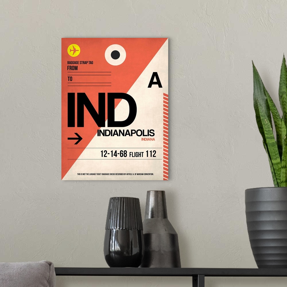 A modern room featuring IND Indianapolis Luggage Tag I