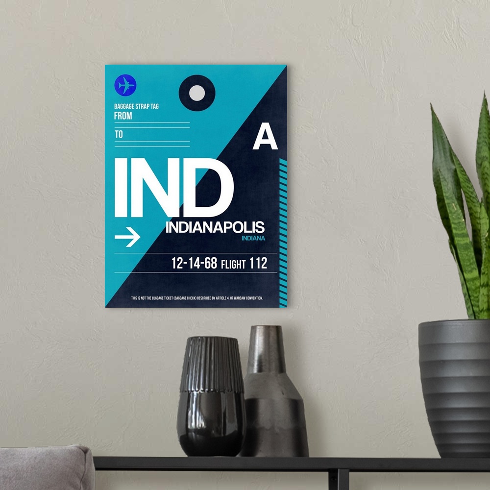 A modern room featuring IND Indianapolis Luggage Tag II