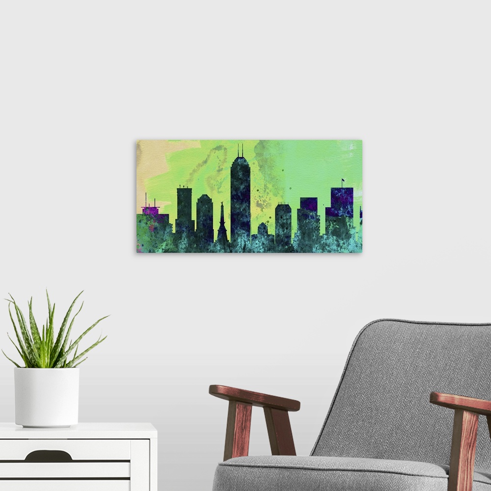 A modern room featuring Indianapolis City Skyline