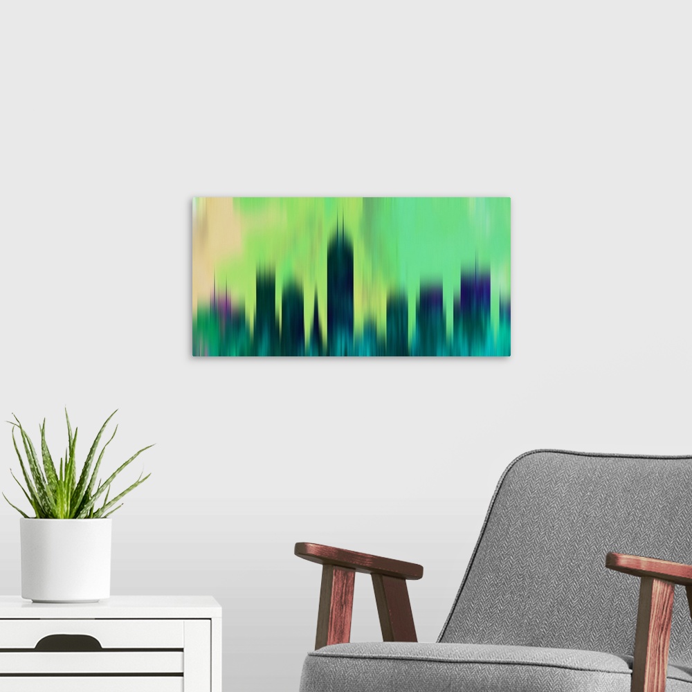 A modern room featuring Indianapolis Downtown Skyline