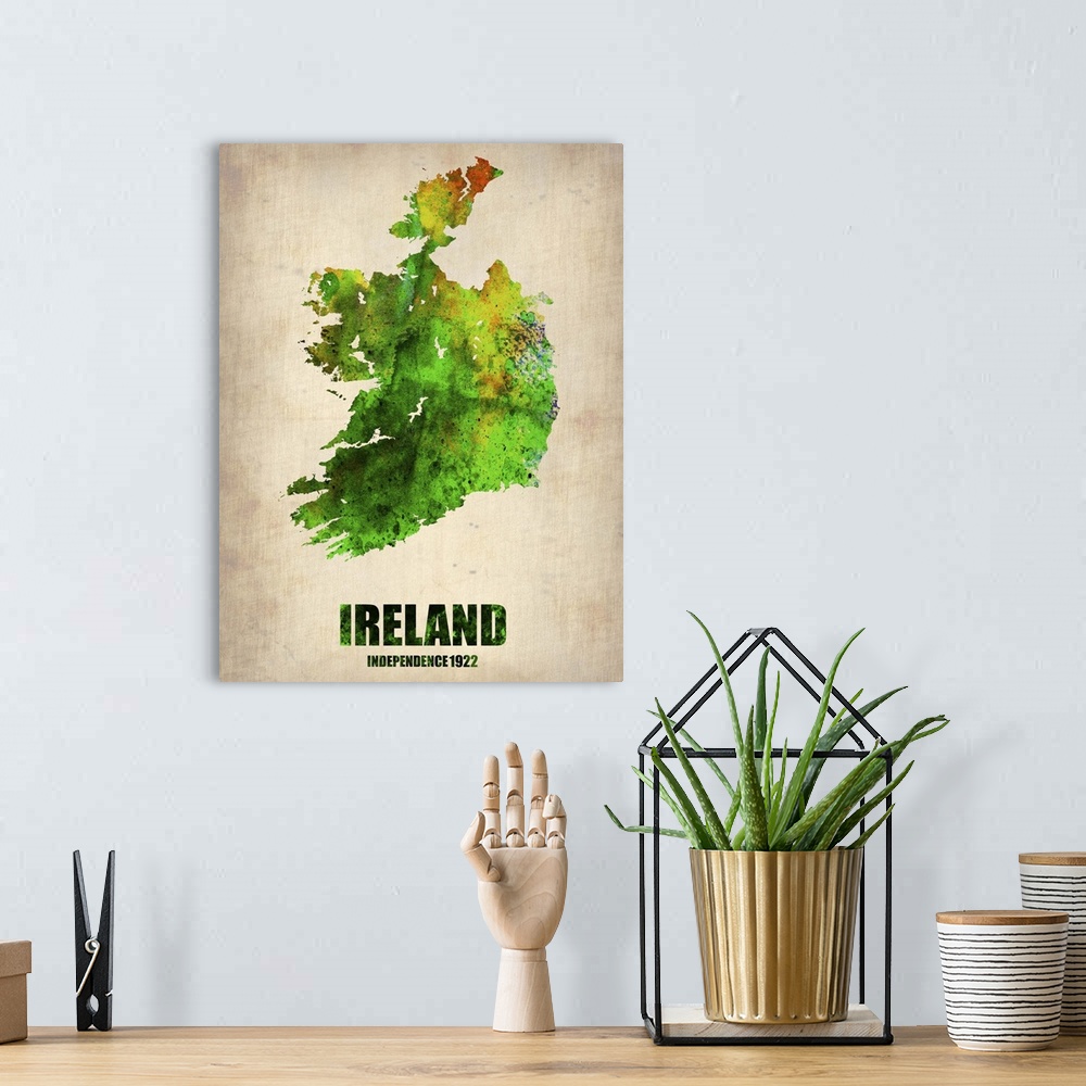 A bohemian room featuring Ireland Watercolor Map
