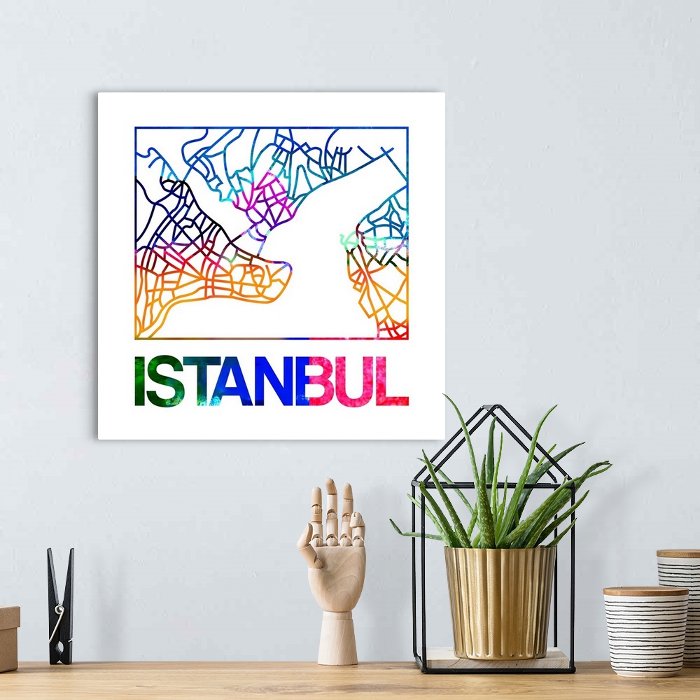 A bohemian room featuring Colorful map of the streets of Istanbul, Turkey.