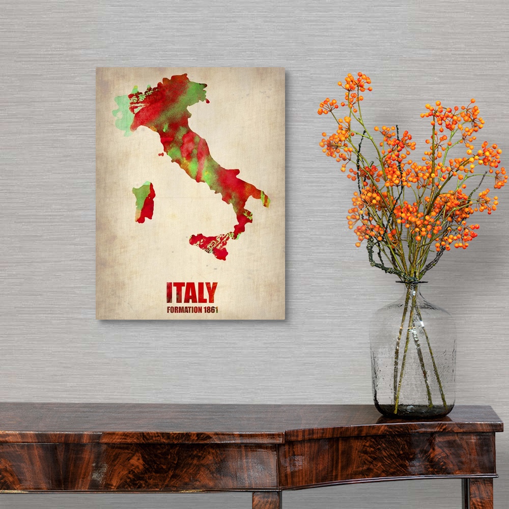 A traditional room featuring Italy Watercolor Map
