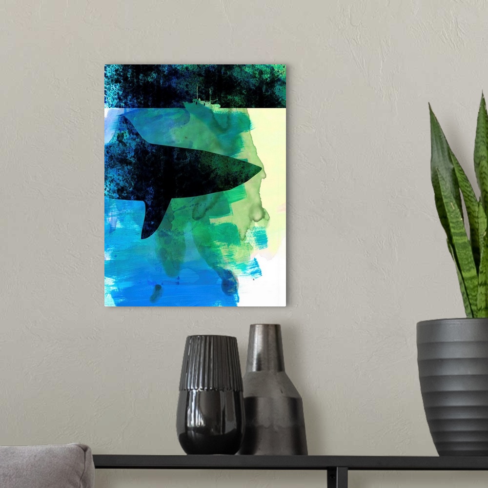 A modern room featuring Jaws Watercolor