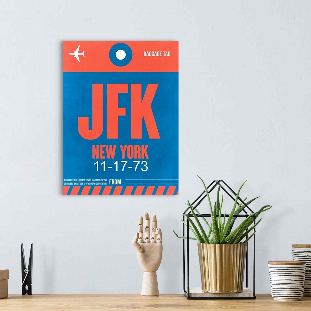A bohemian room featuring JFK New York Luggage Tag I