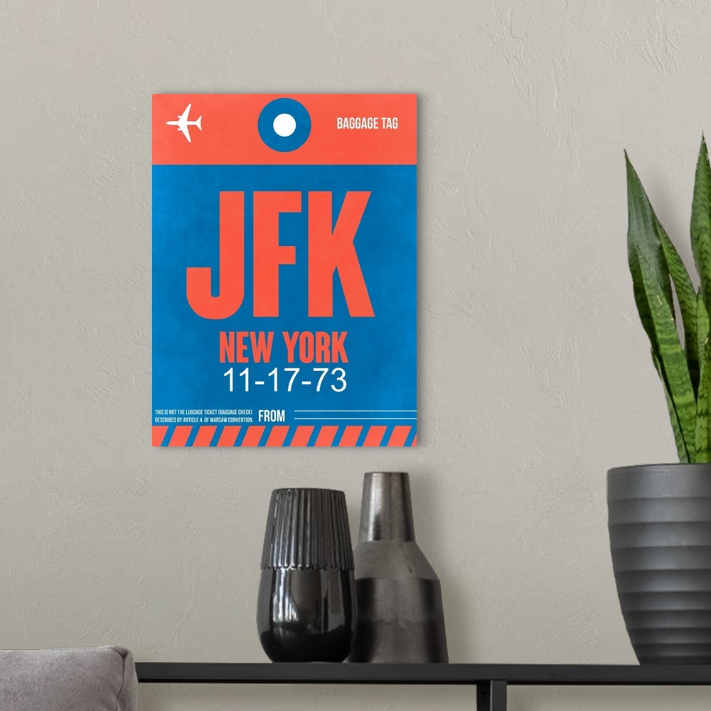 A modern room featuring JFK New York Luggage Tag I