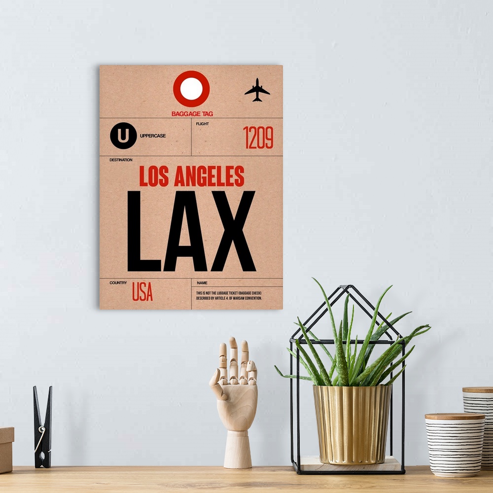 A bohemian room featuring LAX Los Angeles Luggage Tag I