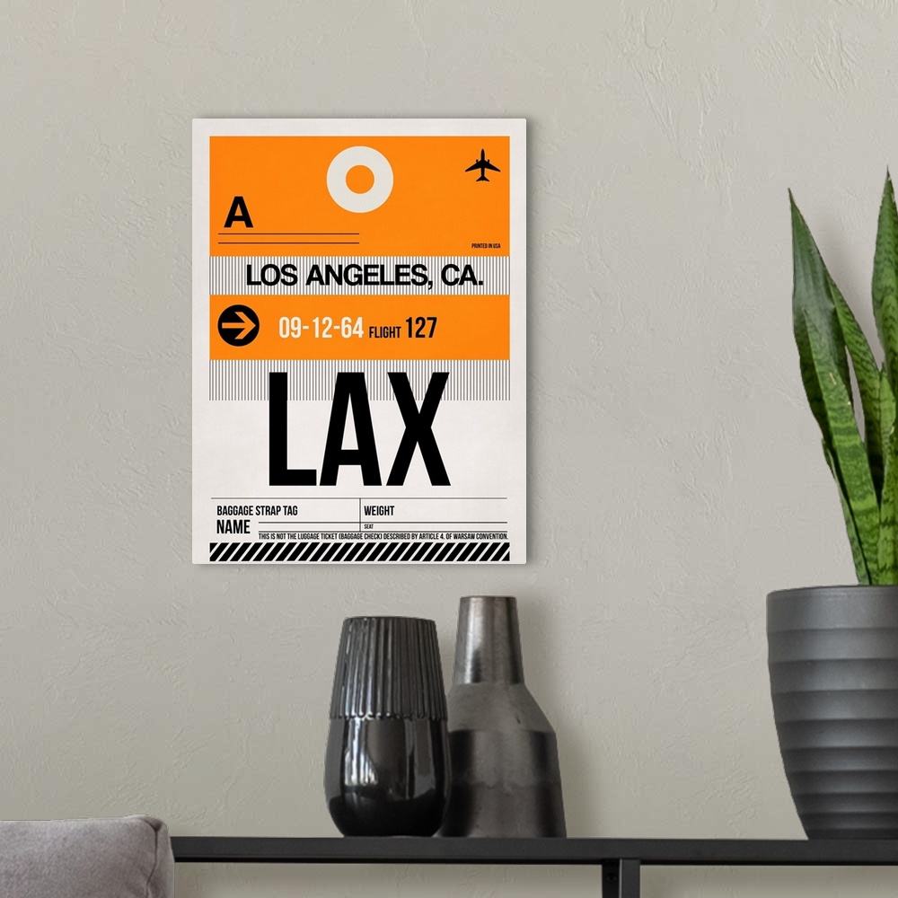 A modern room featuring LAX Los Angeles Luggage Tag II