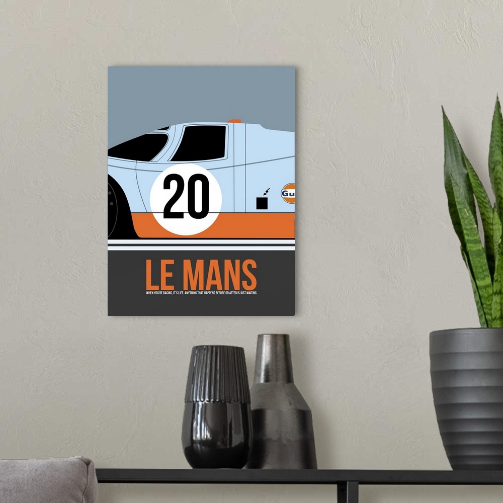 A modern room featuring Le Mans Poster II