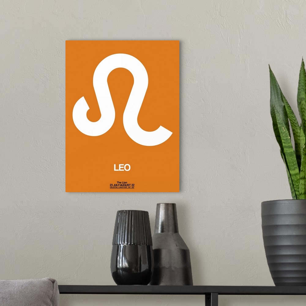 A modern room featuring Minimalist artwork of the astrological sign of Leo.